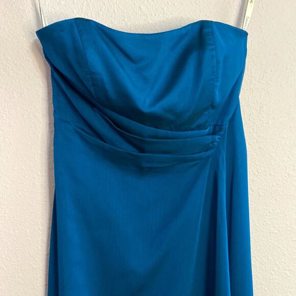 David’s Bridal Women Teal Bride’s Maid Strapless Tube Style Dress Size 6 - Picture 2 of 8